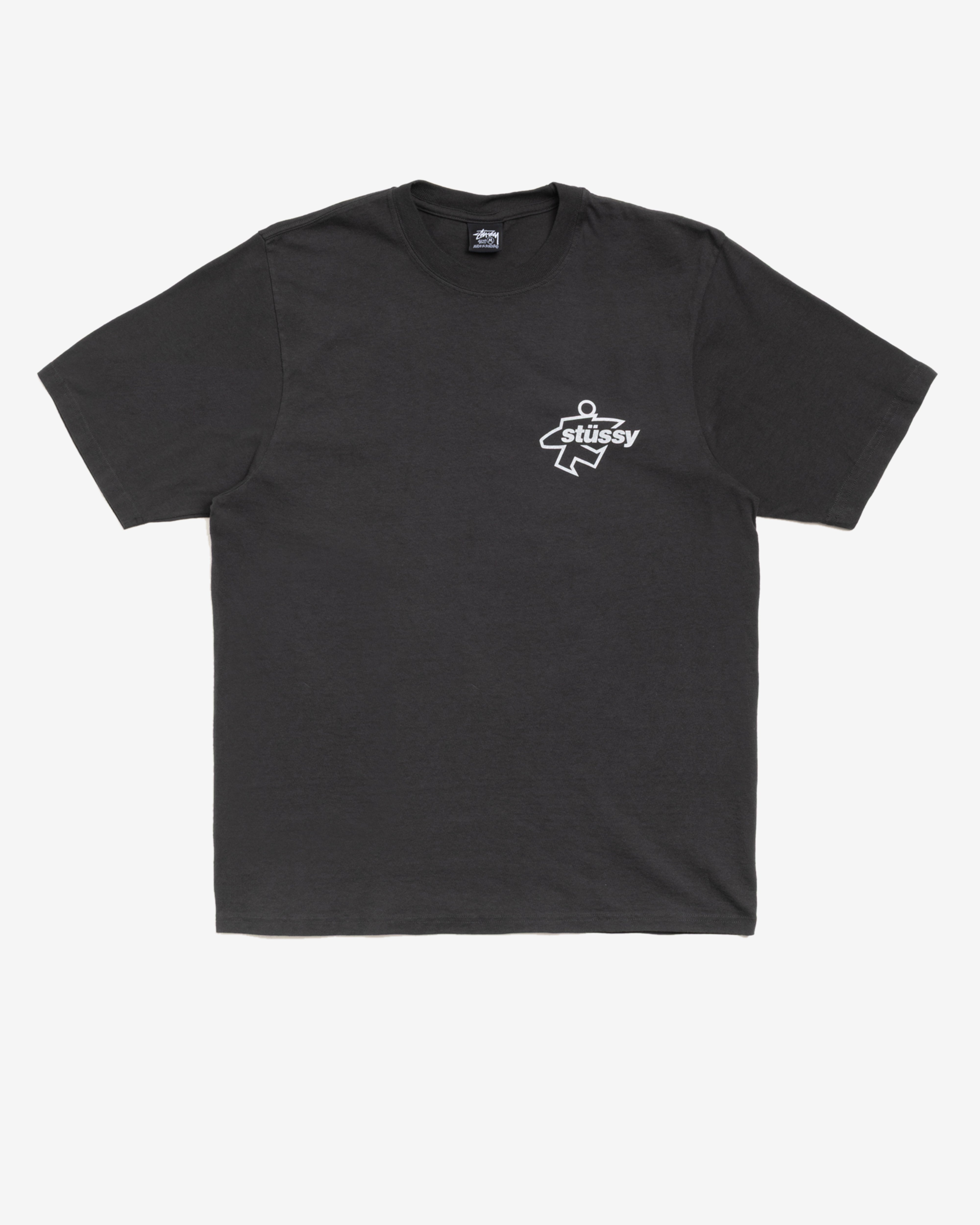 Stüssy: Men's Surf Size Pigment Dyed Tee (Faded Black) | DSMNY E-SHOP