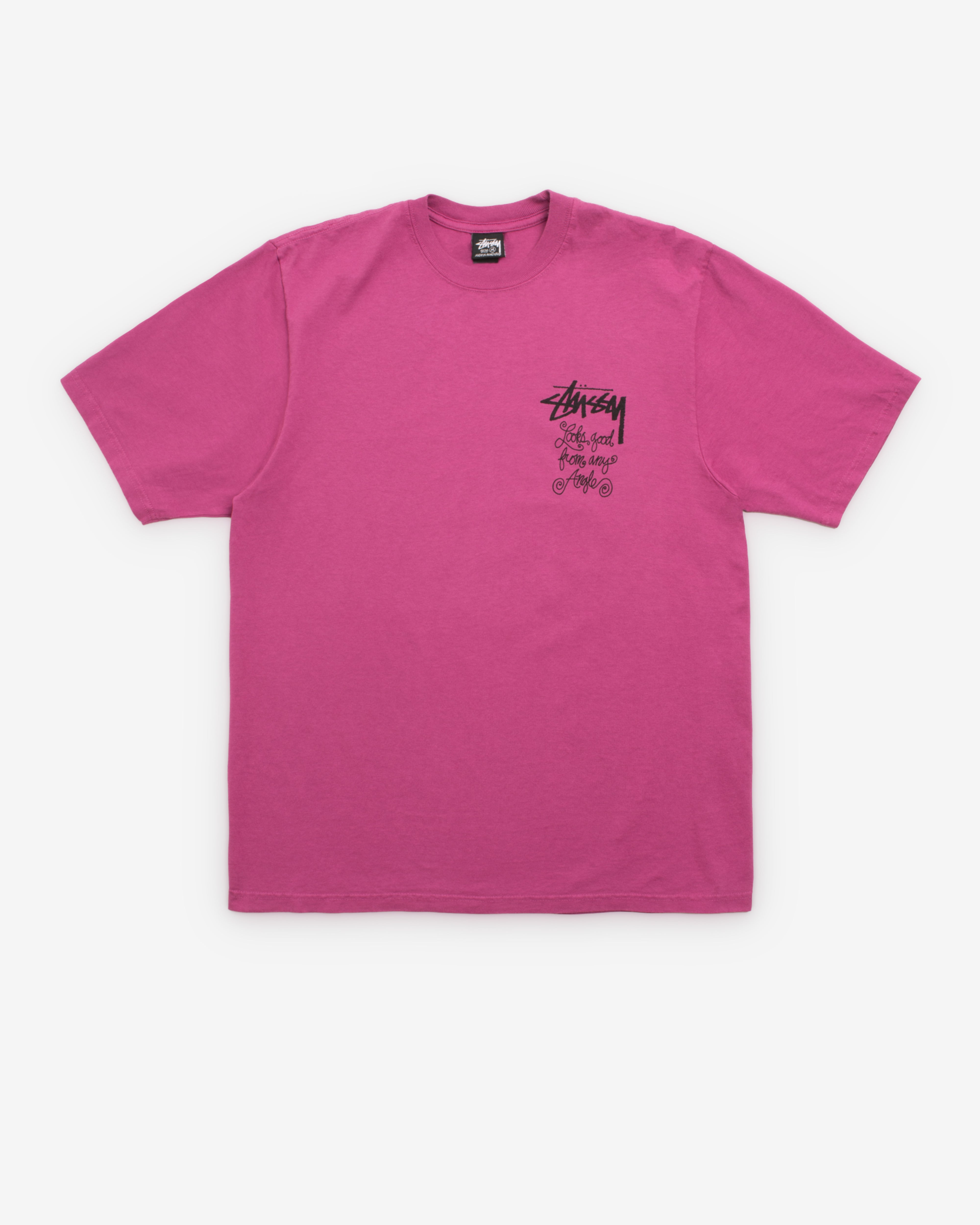 トップス Stussy ANY ANGLE TEE PIGMENT DYED Stüssy: Men's Any Angle Pigment Dyed Tee (Berry) | DSMNY E-SHOP
