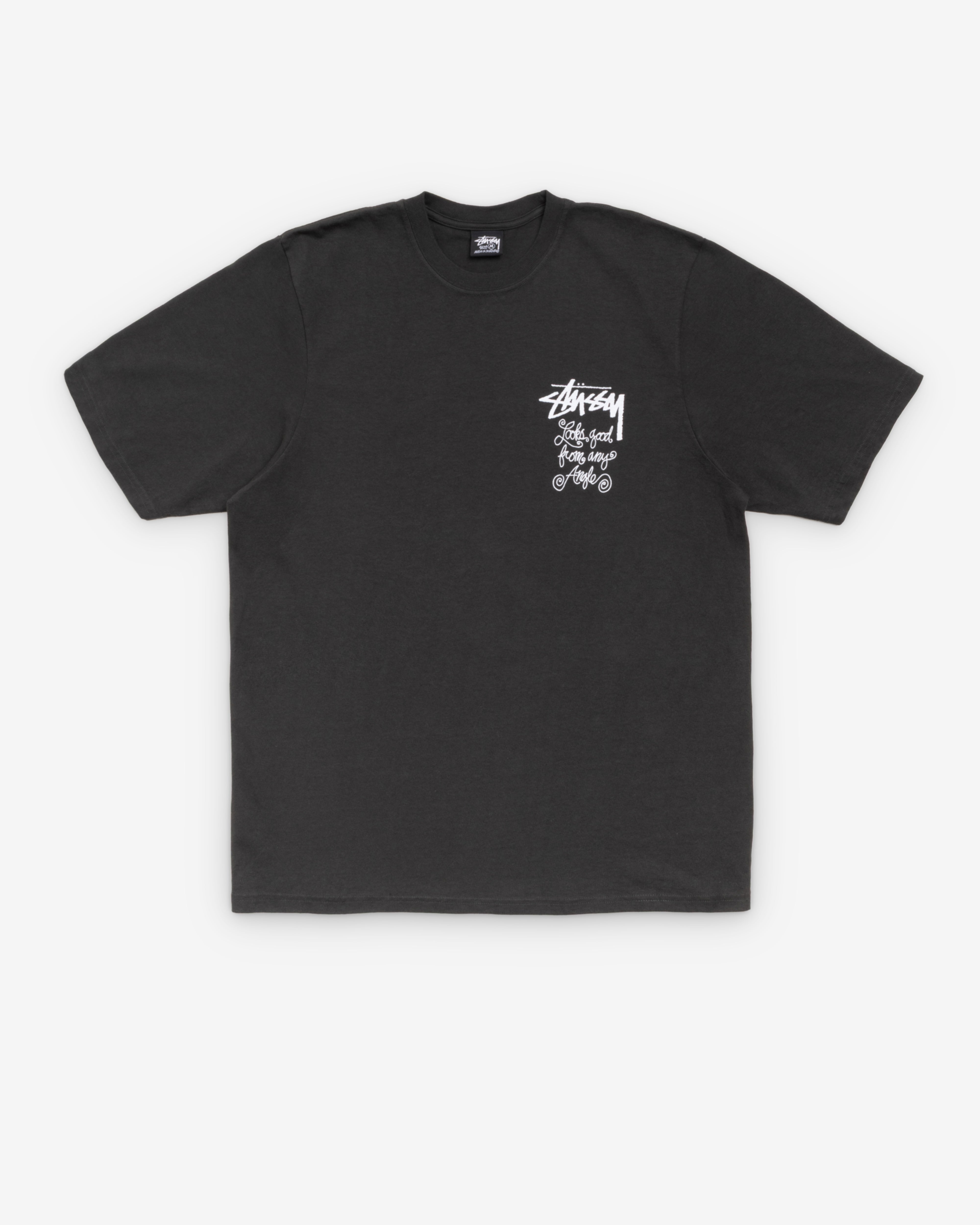 Stüssy: Men's Any Angle Pigment Dyed Tee (Faded Black) | DSMNY E-SHOP
