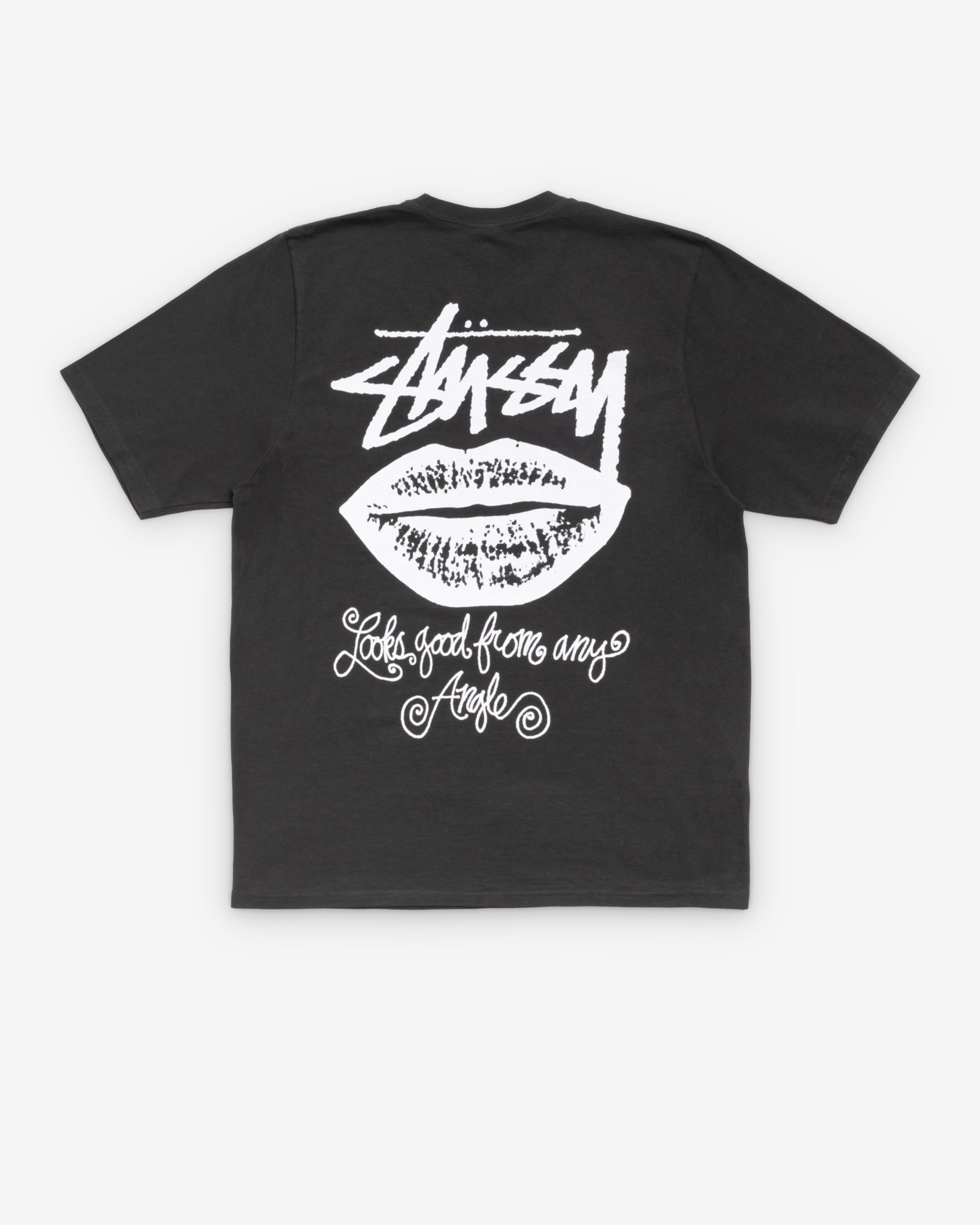トップス Stussy ANY ANGLE TEE PIGMENT DYED Stüssy: Men's Any Angle Pigment Dyed Tee (Faded Black) | DSMNY E-SHOP
