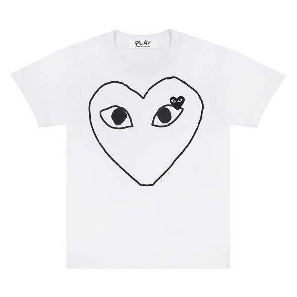 Play - Black Outline Heart T-Shirt - (White)