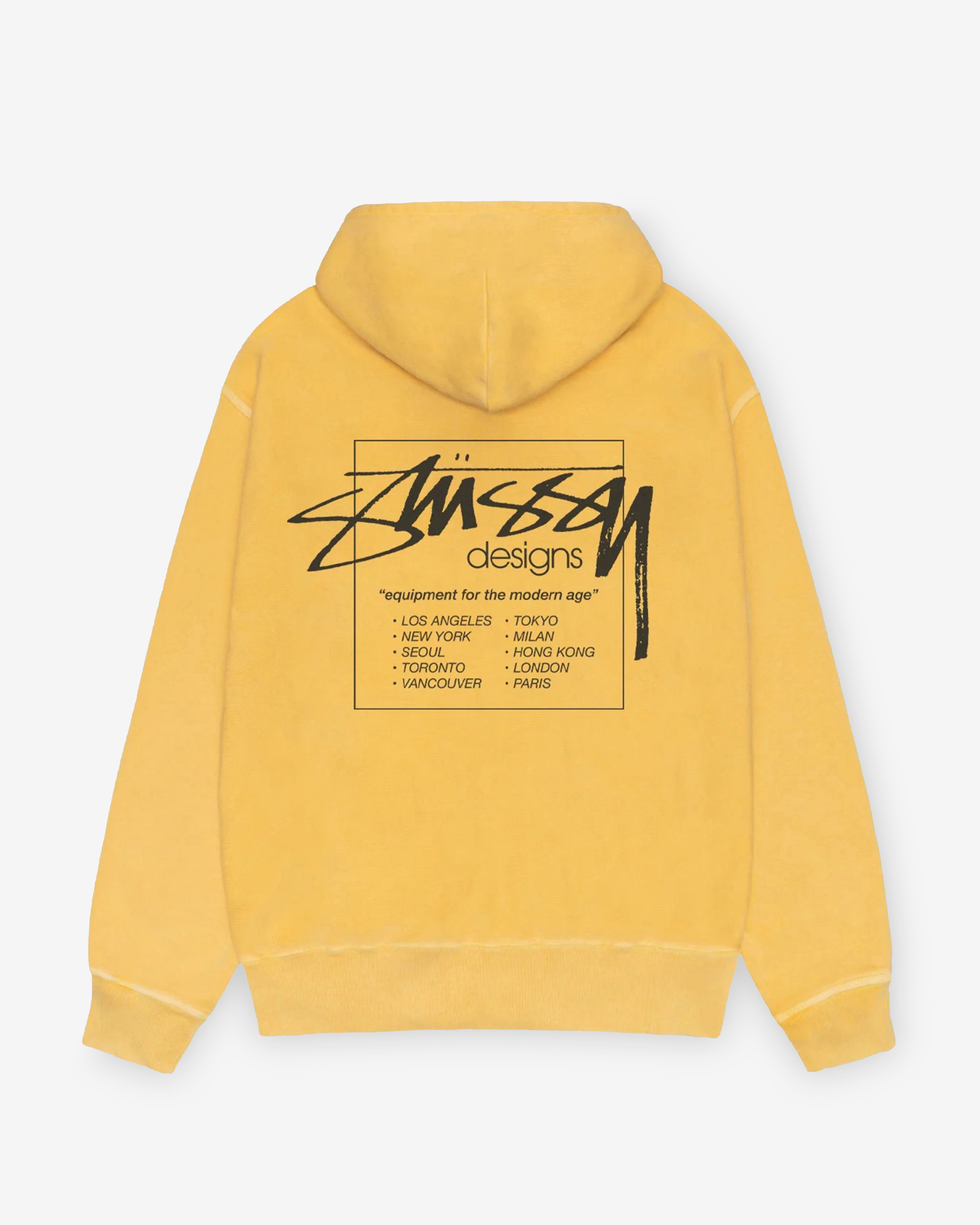 Stüssy: Men's Modern Age Pig. Dyed Zip Hoodie (Yellow Stüssy: Men's Modern Age Pig. Dyed Zip Hoodie (Yellow