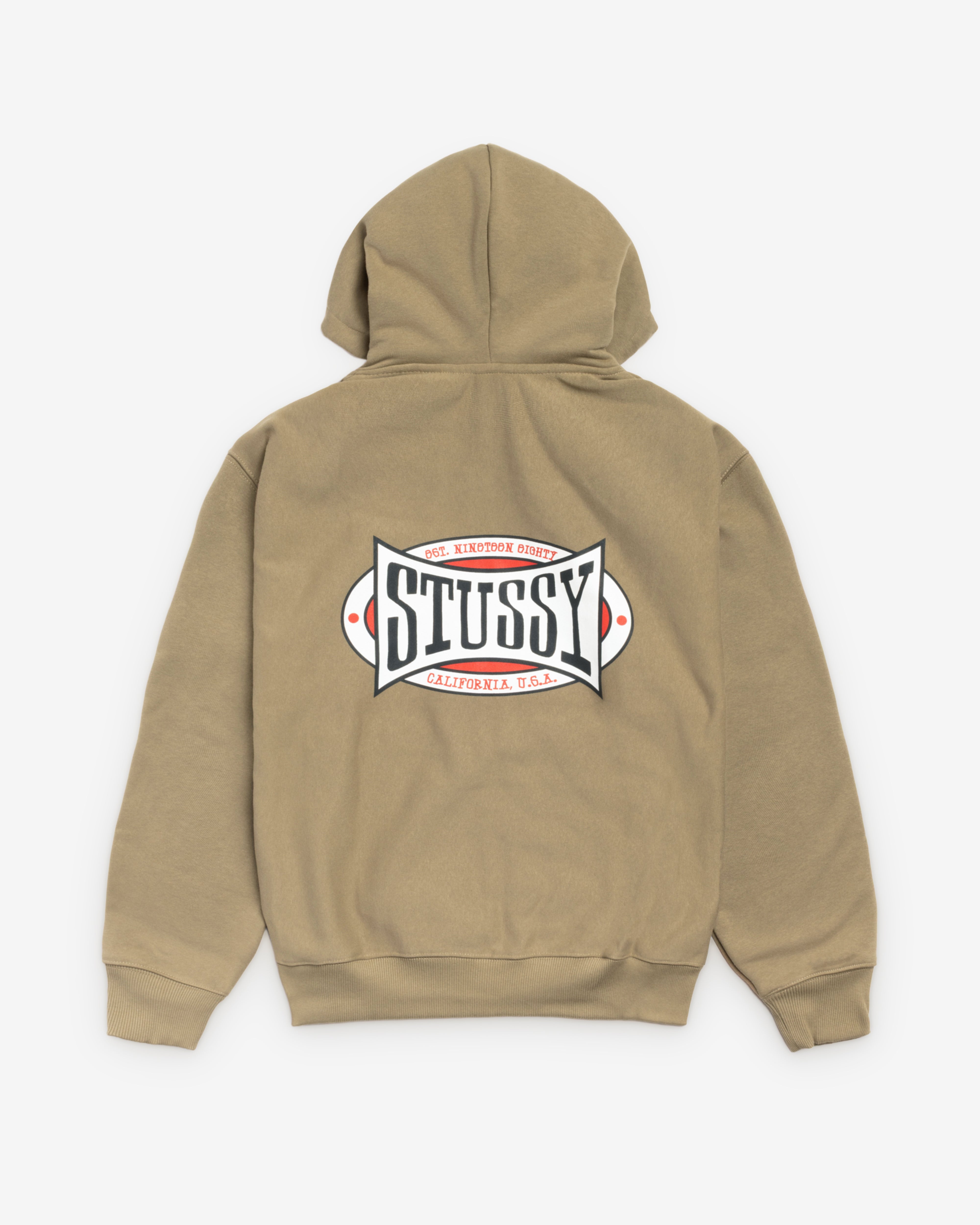 Stüssy: Men's Champion Oval Zip Hoodie (Army) | DSMNY E-SHOP