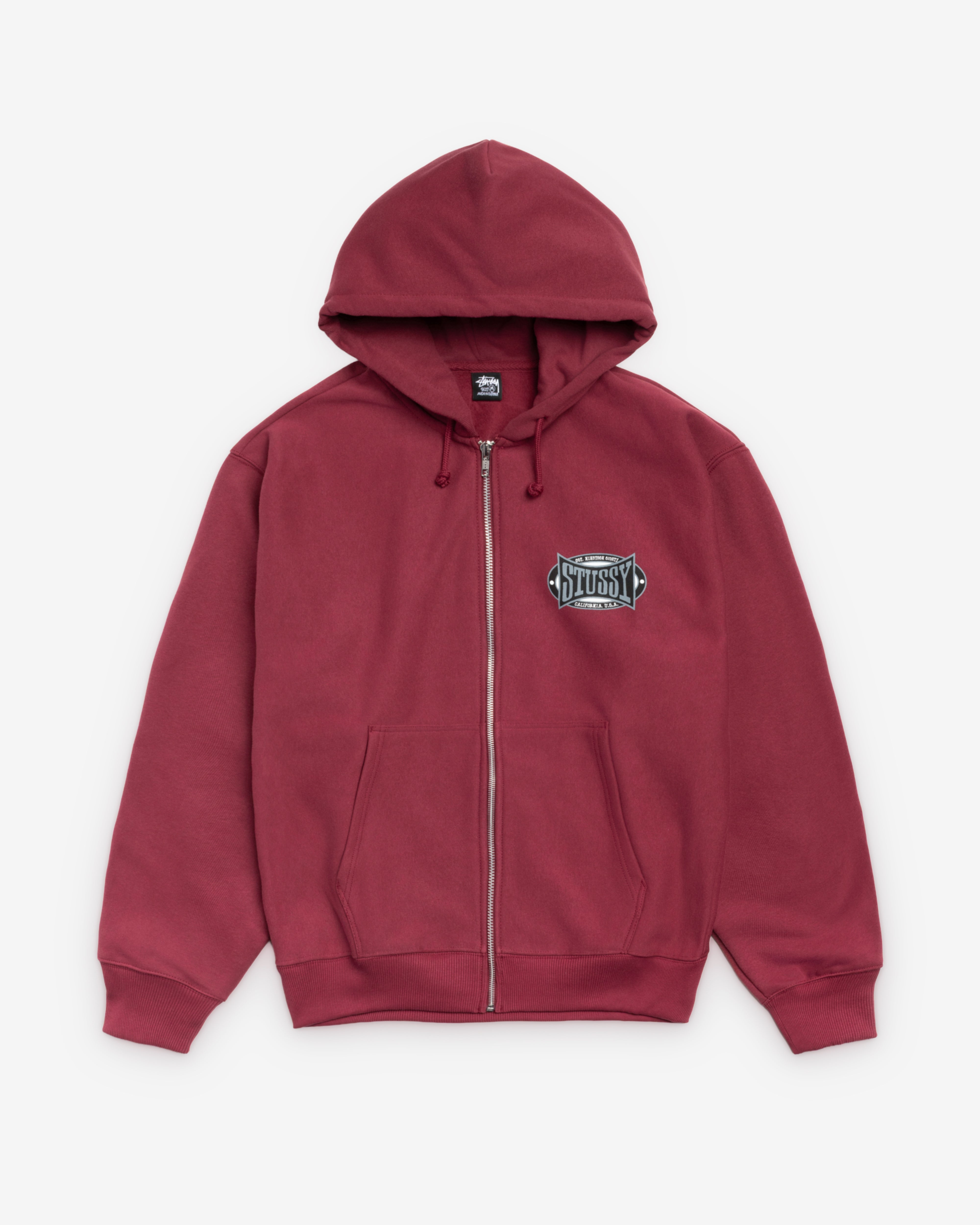 Stüssy: Men's Champion Oval Zip Hoodie (Wine) | DSMNY E-SHOP