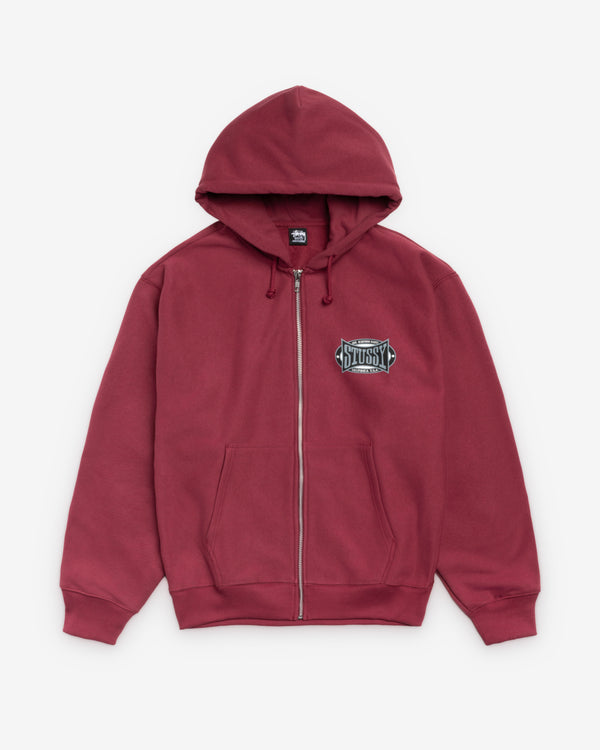 Stüssy - Men's Champion Oval Zip Hoodie - (Wine)