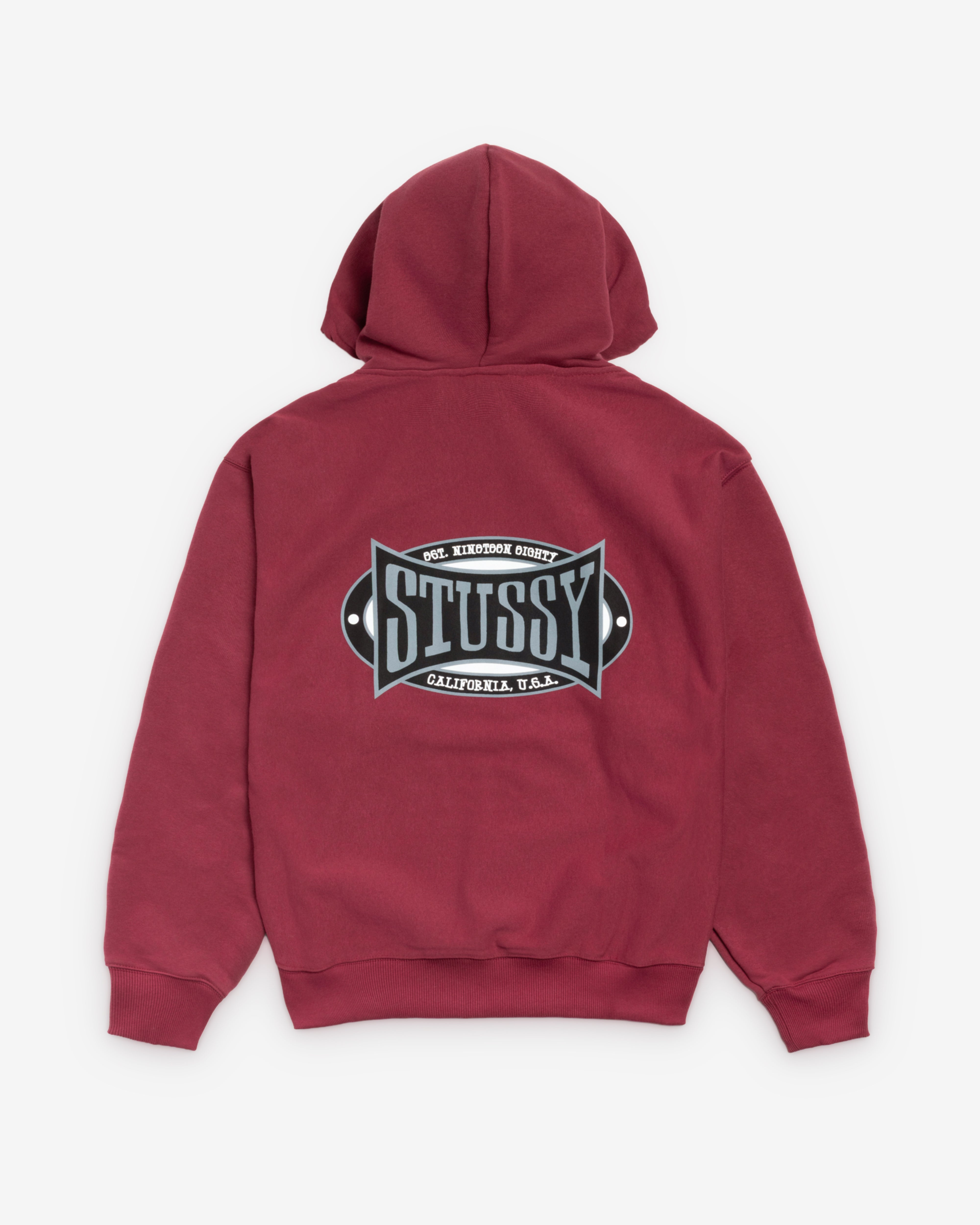 Stüssy: Men's Champion Oval Zip Hoodie (Wine) | DSMNY E-SHOP