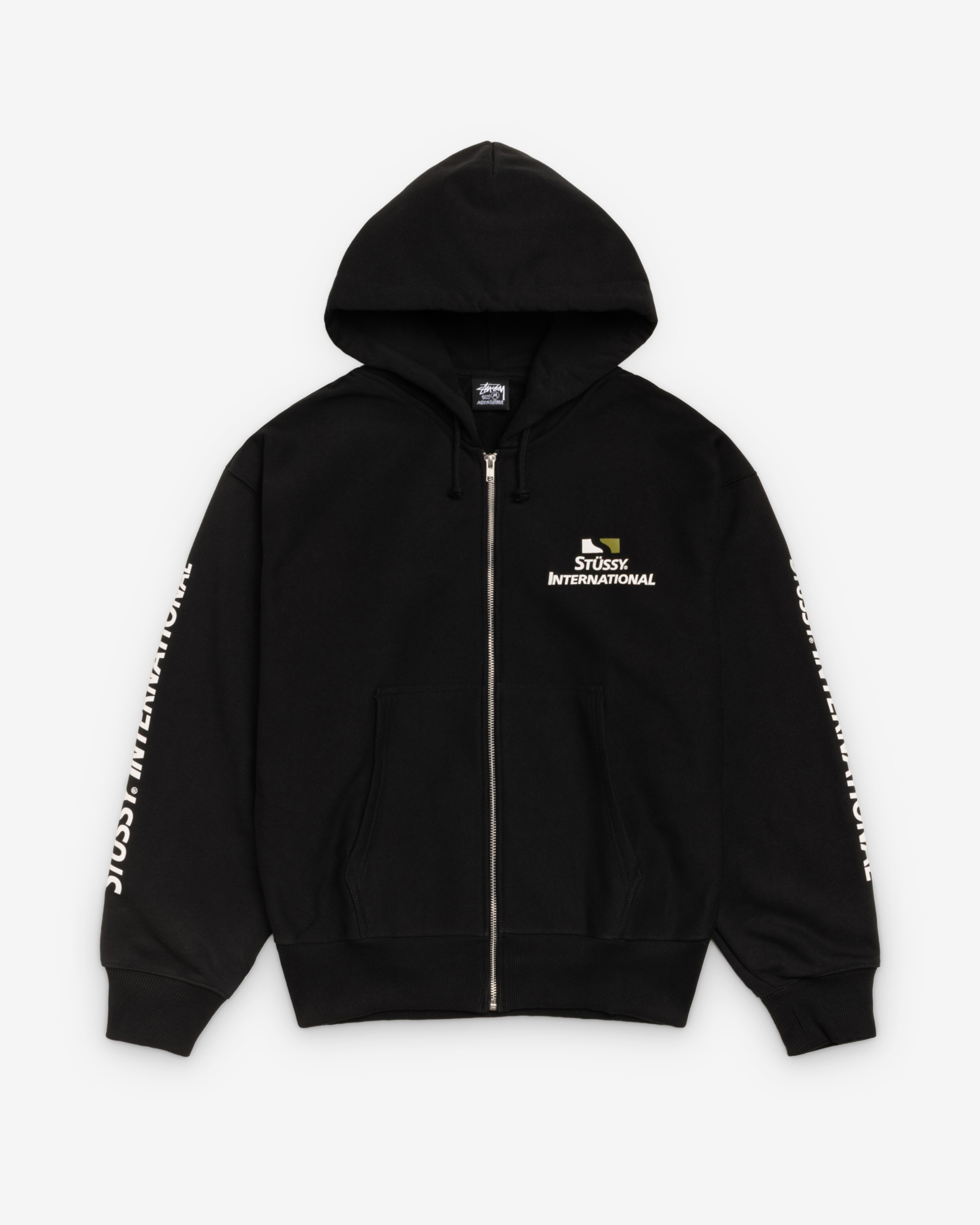 Stüssy: Men's Stüssy International Zip Hoodie (Black) | DSMNY E-SHOP