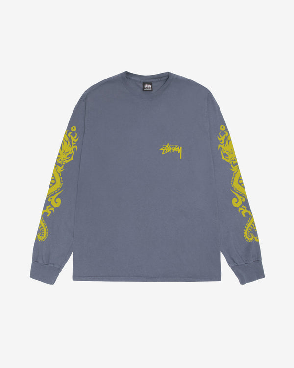 Stussy - Men's Dragons Pig. Dyed Ls Tee - (Indigo)