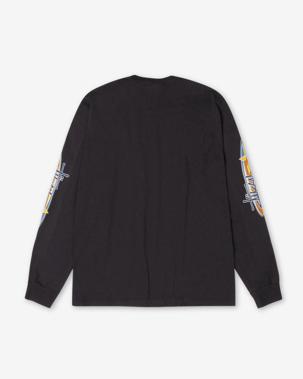 Stüssy - Men's Two Star Pig. Dyed Long Sleeve T-Shirt - (Faded Black)