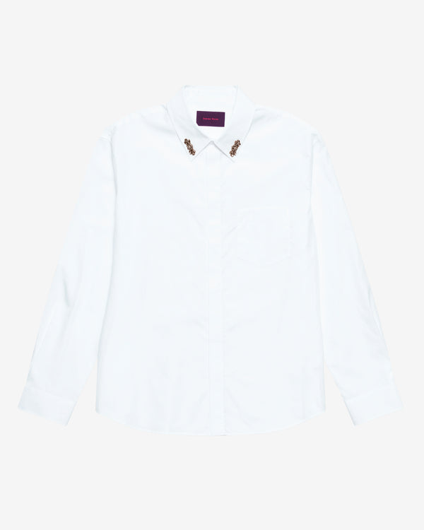Simone Rocha - Men's Embellished Classic Concealed Button Shirt - (White/Pearl)