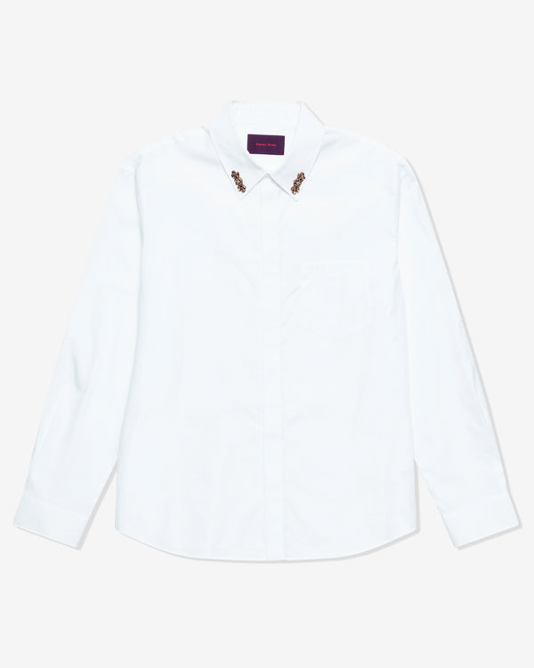 Simone Rocha - Men's Embellished Classic Concealed Button Shirt - (White/Pearl)