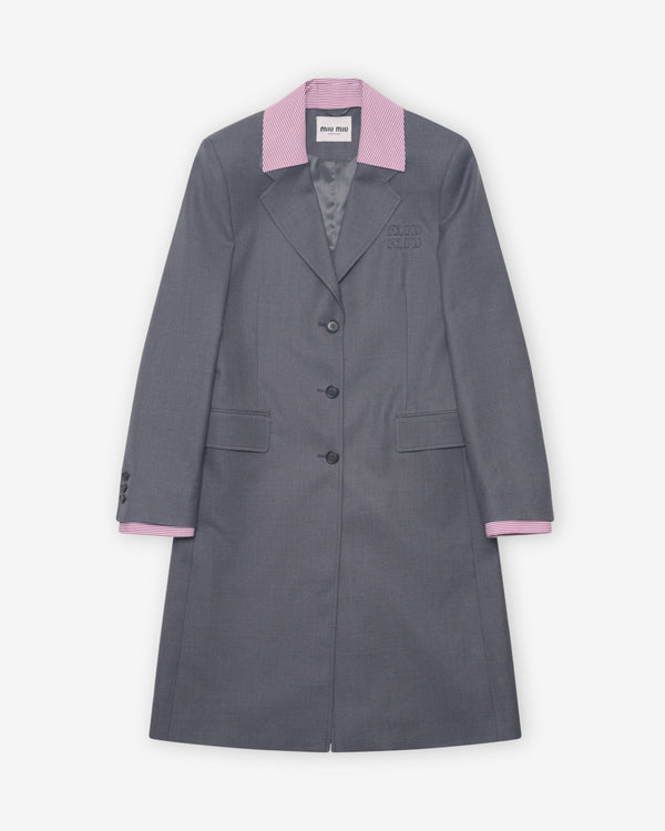 Miu Miu - Women's Single-Breasted Gabardine Coat - (Anthracite)