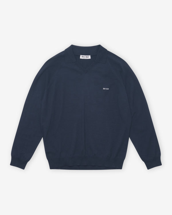 Miu Miu - Women's V-Neck Sweater - (Navy/Grey)