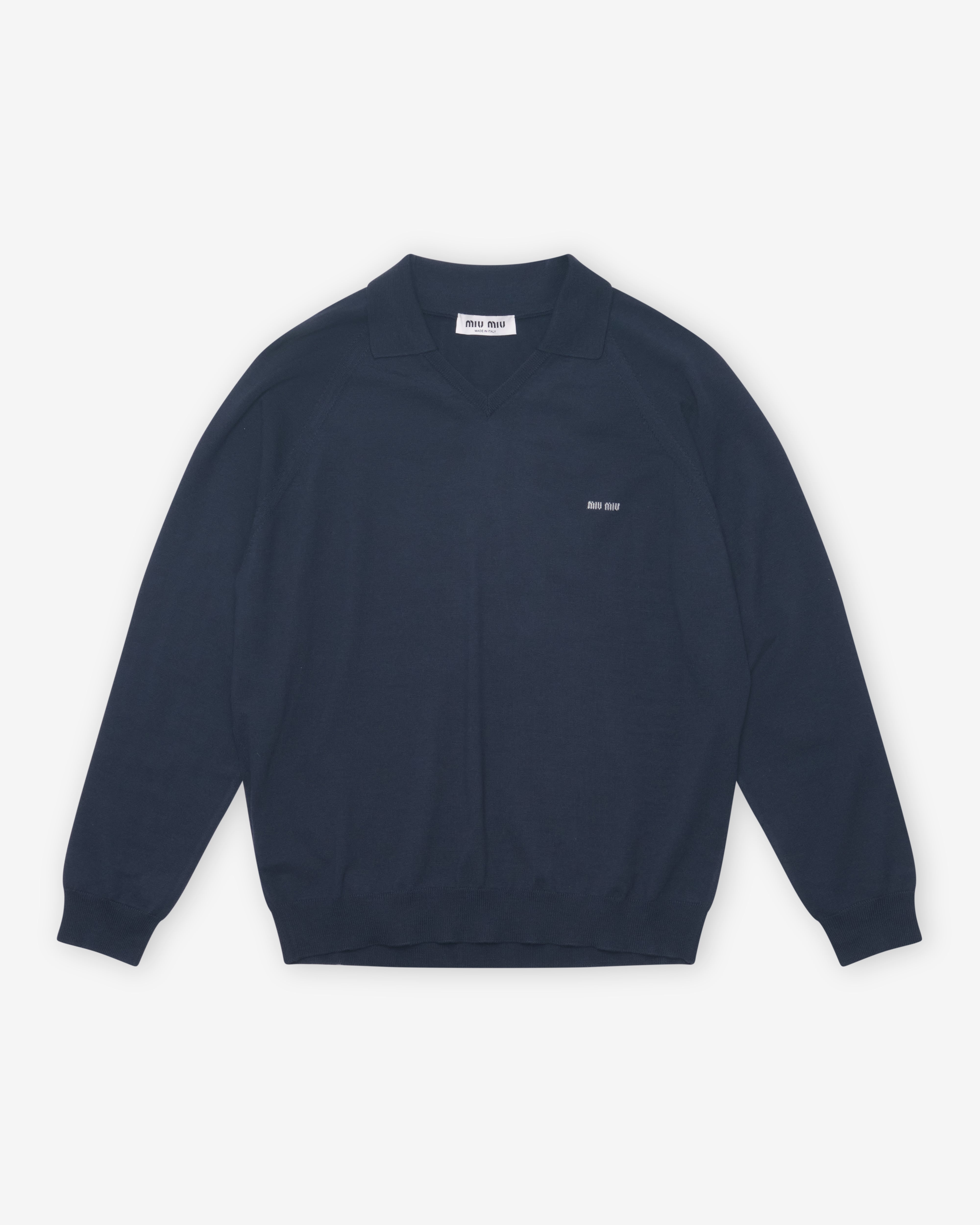 みみ　no10 Miu Miu: Men's V-Neck Sweater (Navy/Grey) | DSMNY E-SHOP