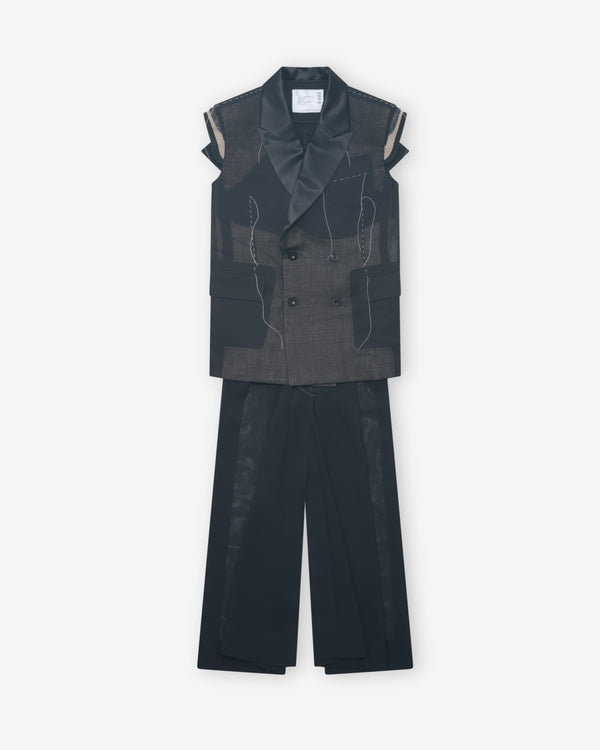 Sacai - Women's Wool Organza Vest - (Black)