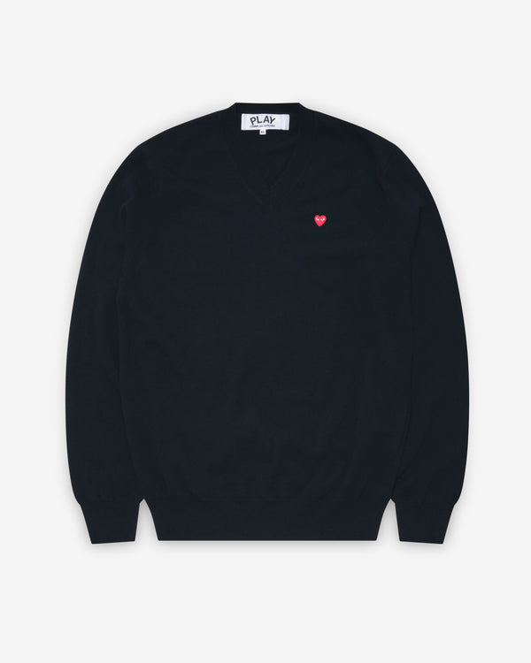 Play Comme des Garçons - Mini Heart V Neck Sweater - (Black)
