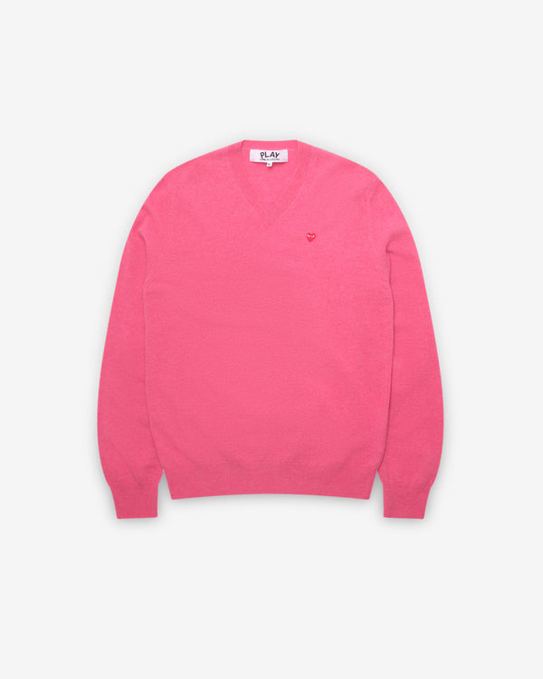 Play Comme des Garçons - Mini Heart V Neck Sweater - (Pink)