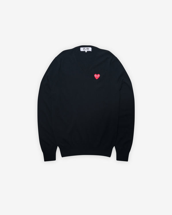 Play Comme des Garçons - Red V Neck Sweater - (Black)