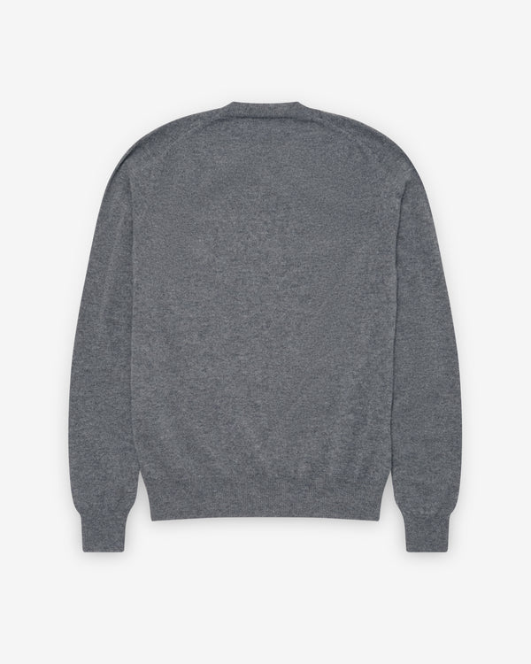 Play Comme des Garçons - Gold Heart V-Neck Sweater - (Mid Grey)