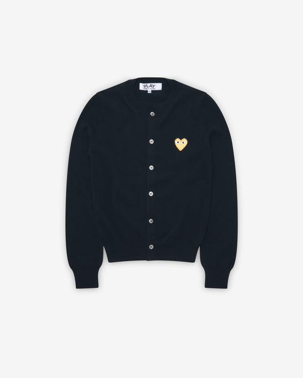 Play Comme des Garçons - Gold Heart Ladies' Cardigan - (Black)
