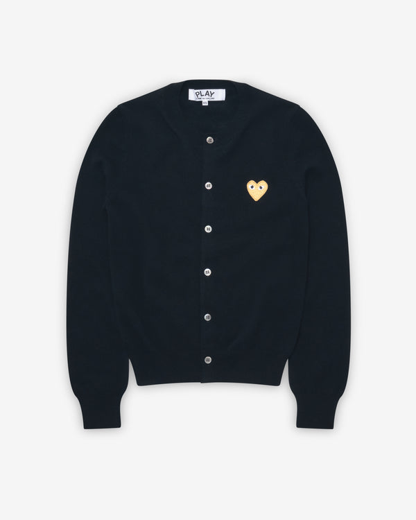 Play Comme des Garçons - Gold Heart Ladies' Cardigan - (Black)
