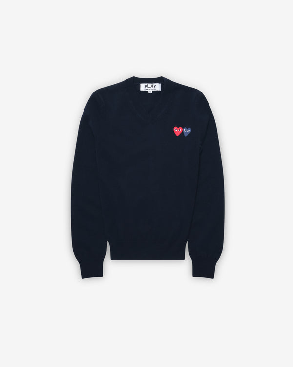 Play Comme des Garçons - Double Heart Sweater - (Black)