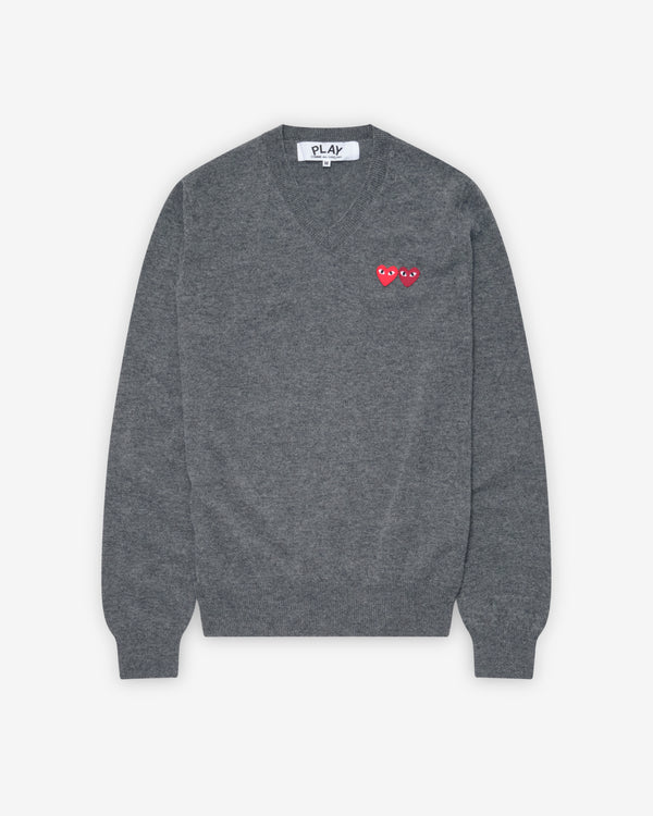 Play Comme des Garçons - Double Heart Sweater - (Grey)