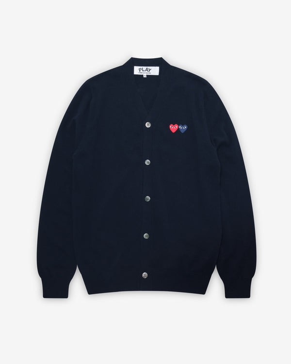 Play Comme des Garçons - Double Heart Men's Cardigan - (Navy)