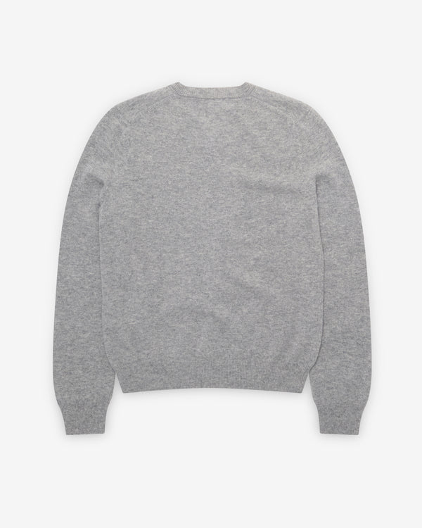 Play Comme des Garçons - White Heart V-Neck Sweater - (Light Grey)