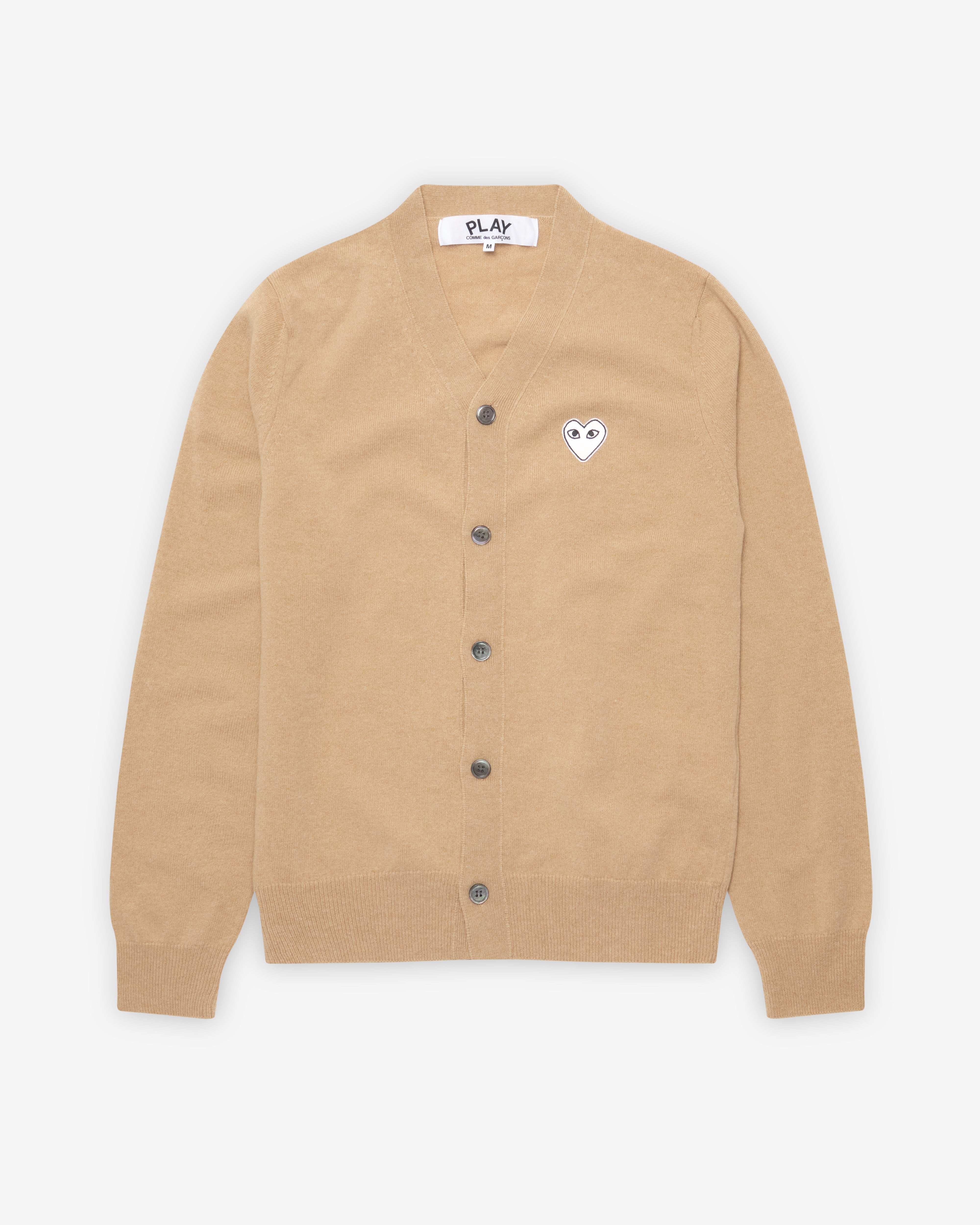 Play: Men's White Heart Cardigan (Camel) | DSMNY E-SHOP