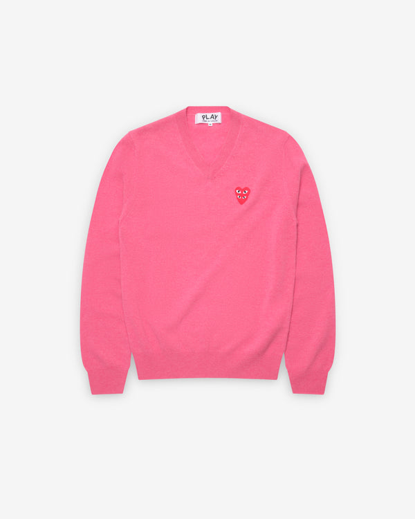 Play Comme des Garçons - Double Eye V Neck Sweater - (Pink)