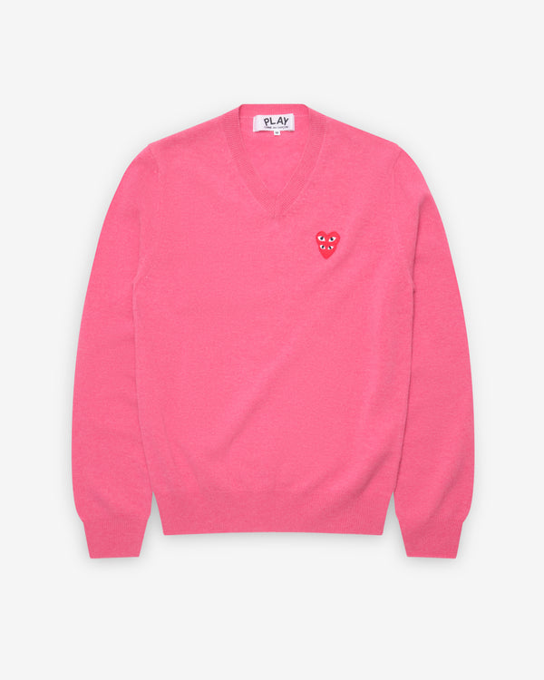 Play Comme des Garçons - Double Eye V Neck Sweater - (Pink)