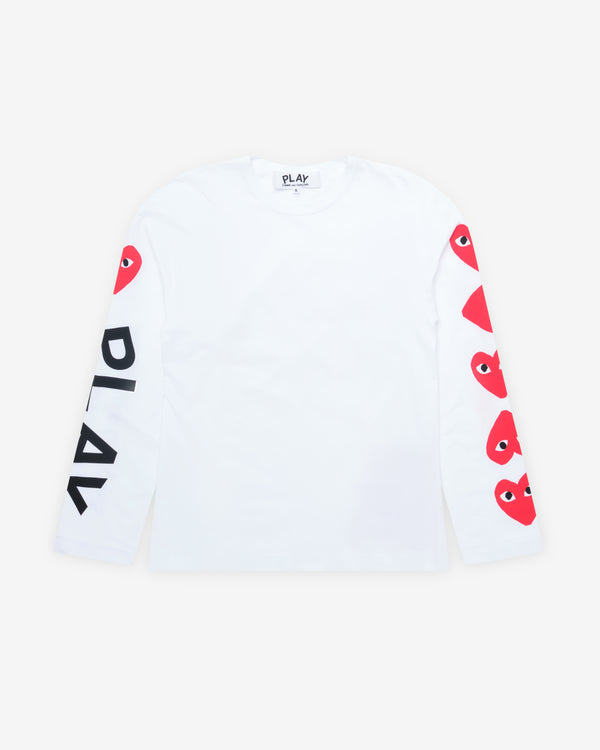 Play Comme des Garçons - 4 Heart Long Sleeve - (White)