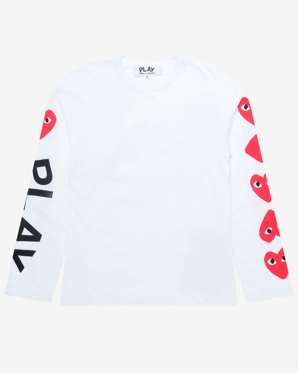 Play Comme des Garçons - 4 Heart Long Sleeve - (White)