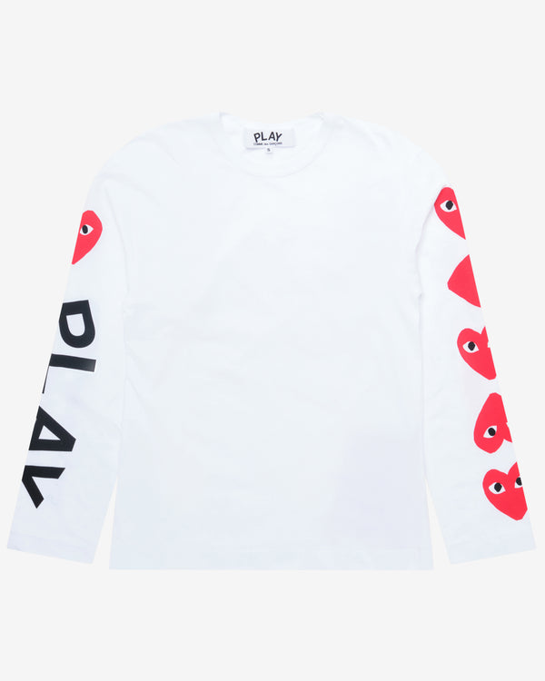 Play Comme des Garçons - 4 Heart Long Sleeve - (White)