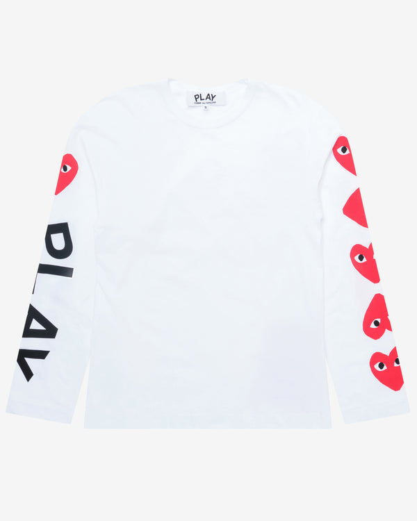 Play Comme des Garçons - 4 Heart Long Sleeve - (White)