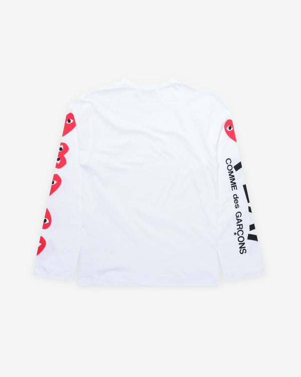 Play Comme des Garçons - 4 Heart Long Sleeve - (White)