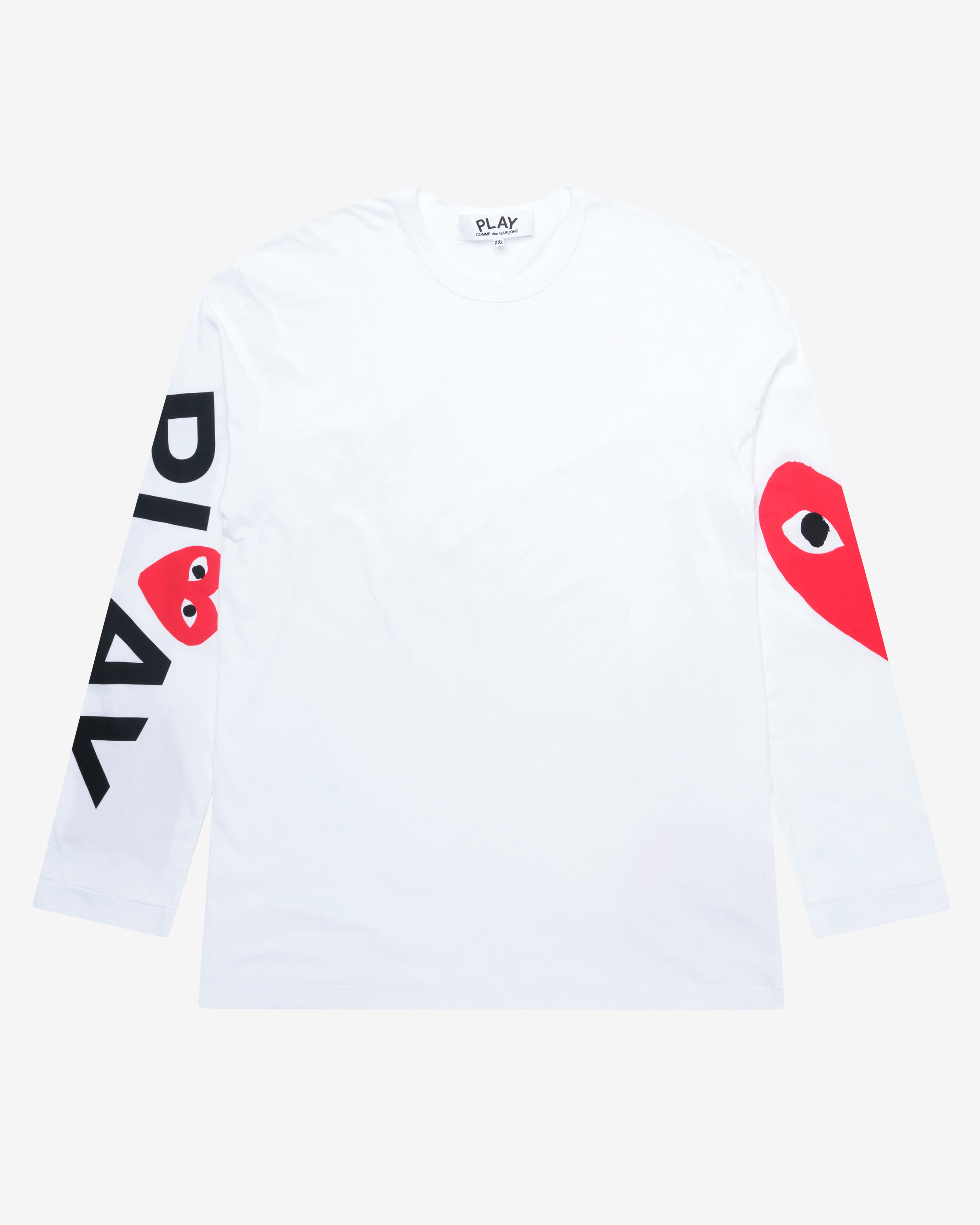 COMME des GARÇONS PLAY ホワイト長袖Tシャツ L Play Comme des Garçons: Big Heart Long Sleeve (White) | DSMNY E-SHOP