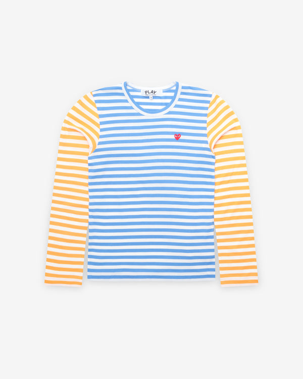 Play Comme des Garçons - Bi-Colour Stripe T-Shirt - (Blue/Yellow)