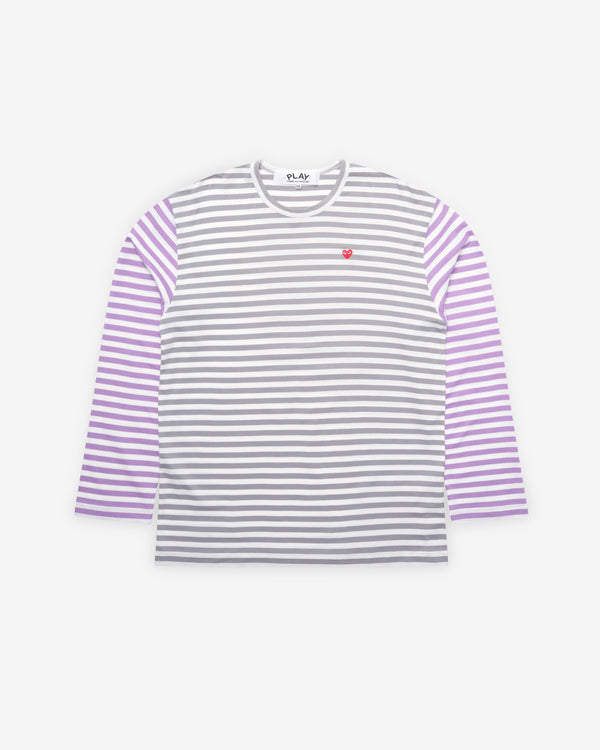 Play Comme des Garçons - Bi-Colour Stripe T-Shirt - (Grey/Purple)