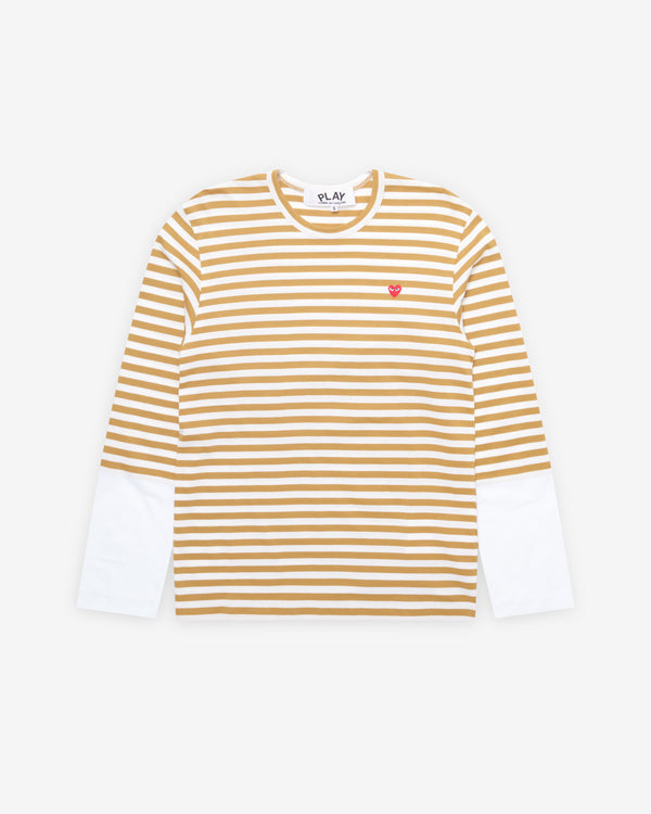Play Comme des Garçons - Stripe White T-Shirt - (Mustard)