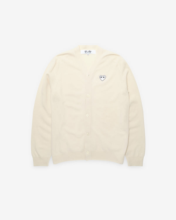 Play Comme des Garçons - White Heart Men's Cardigan - (Natural)