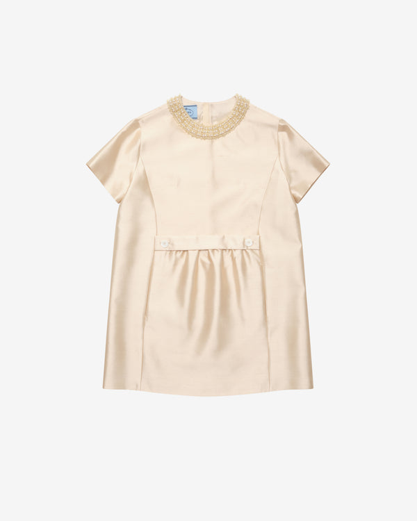 Prada - Women's Embroidered Double Shantung Dress - (Sand Beige)