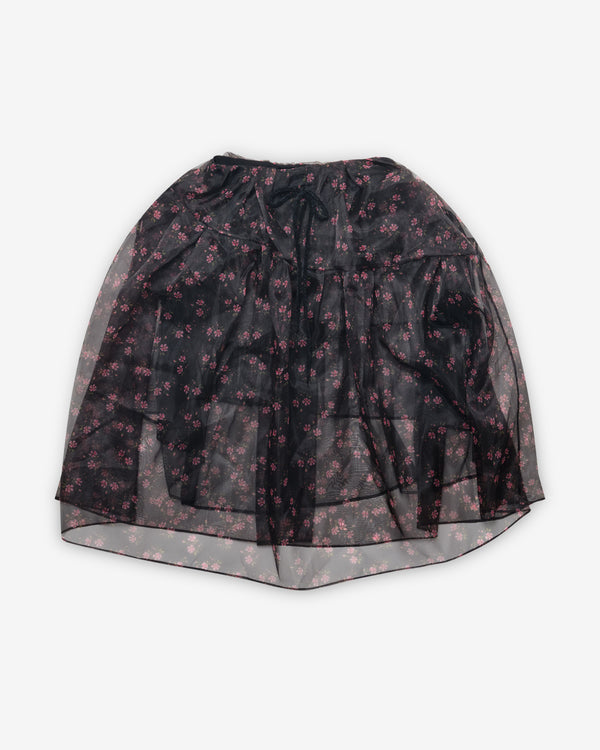Simone Rocha - Women's Sheer Overlay Long Flounce Skirt - (Black Floral)