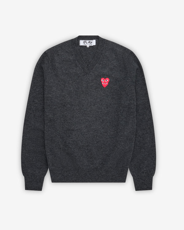 Play Comme des Garçons - Double Eye V Neck Sweater - (Grey)