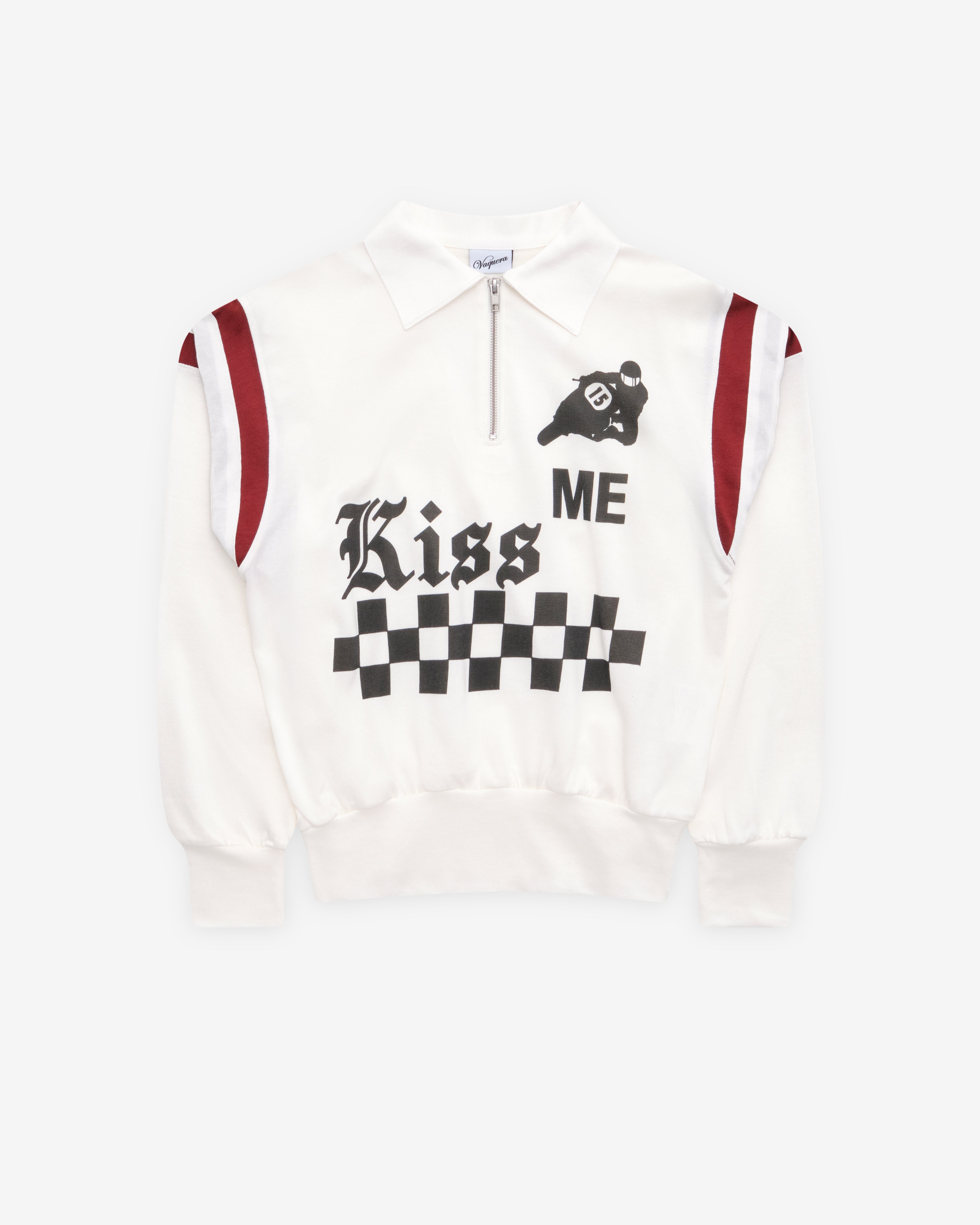 その他 Kc Quisado2 Vaquera: Women's Kiss Me Quarter Zip Pullover (White/Red) | DSMNY