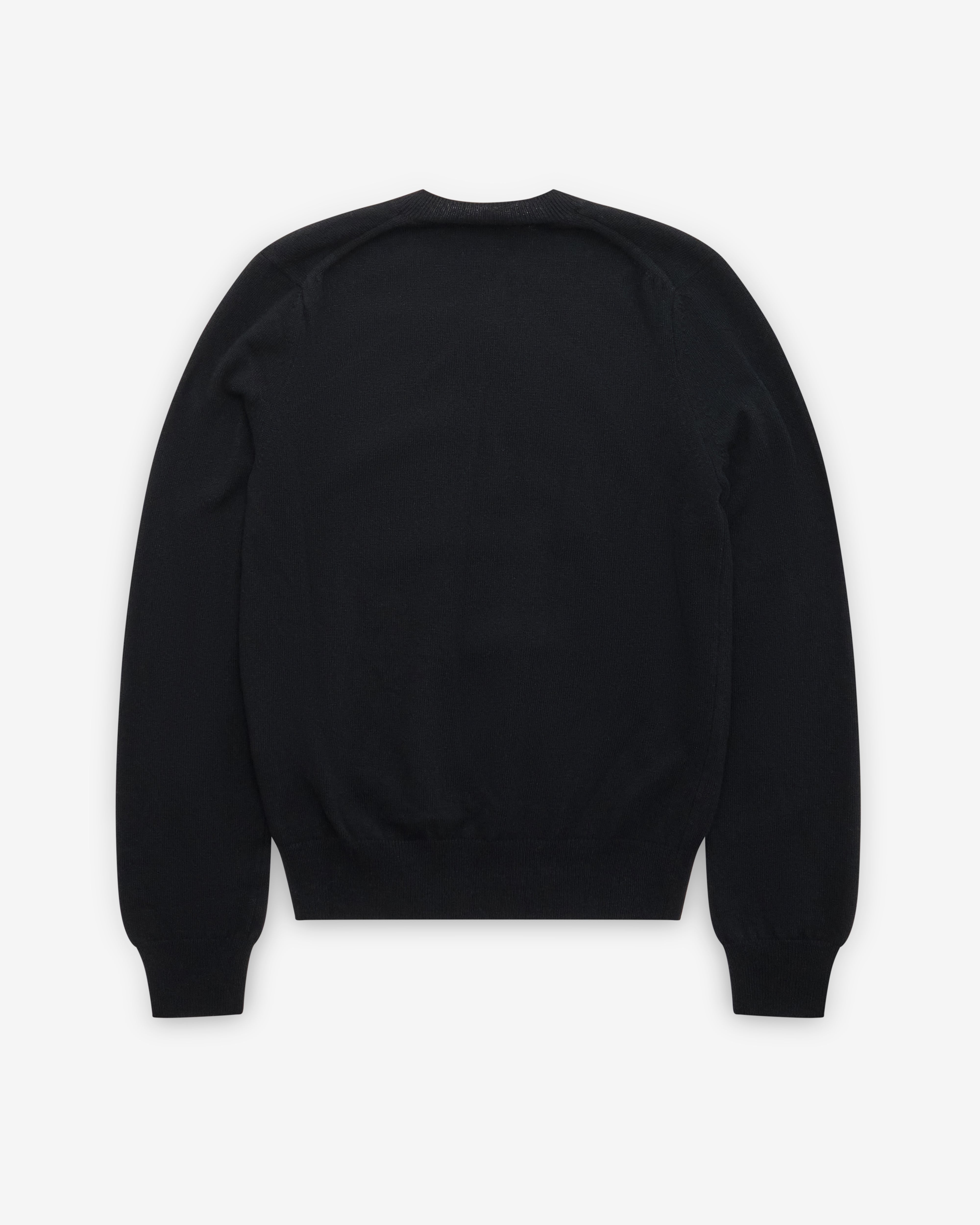Play Comme des Garçons: White Heart V-Neck Sweater (Black) | DSMNY