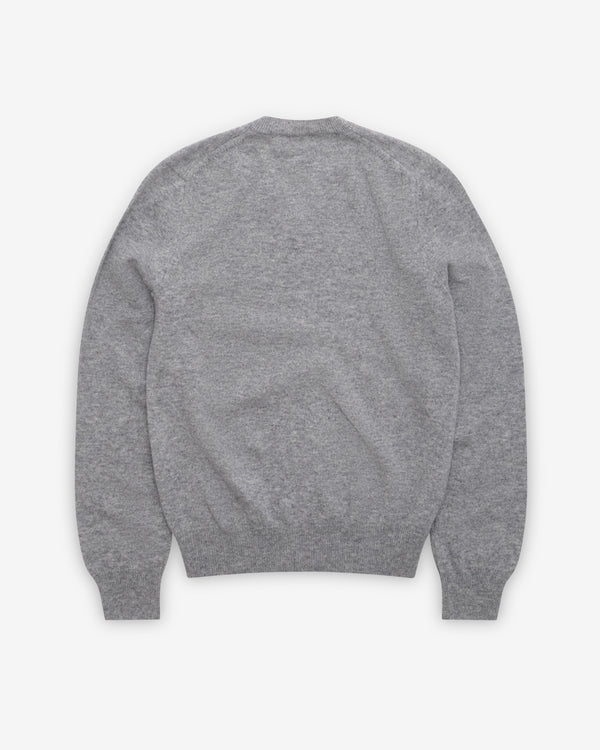 Play Comme des Garçons - V Neck Sweater Double Heart - (Grey)