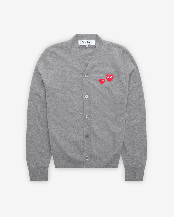 Play Comme des Garçons - Men’s Cardigan Double Heart - (Grey)