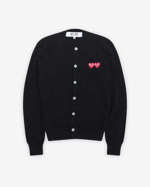 Play Comme des Garçons - Double Heart Women’s Cardigan - (Black)